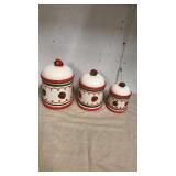 3 Strawberry canister set 3 Strawberry canister set