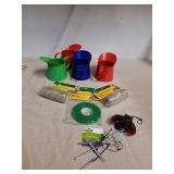 Group of colorful metal watering cans with new Group of colorful metal watering cans with new