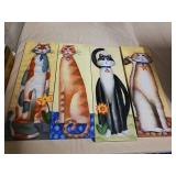 Set of four cat canvas wall art pieces 18 x 6 Set of four cat canvas wall art pieces 18 x 6