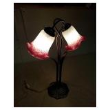 Pink and white tulip glass table lamp works Pink and white tulip glass table lamp works