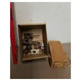 Vintage insulators and wood box