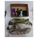 Makeup, nail polish, perfume and lunch bag