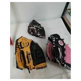 3 baseball mitts