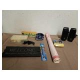 Manicure set, wood welcome and sunshine signs,
