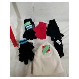 Group of new gloves & Joe Boxer hat