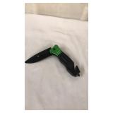 3' green and black pocket knife