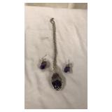 Amethyst gemstone necklace with matching earrings