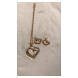 18' Double heart necklace with matching earrings