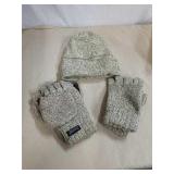 Two pairs of gloves with matching hat