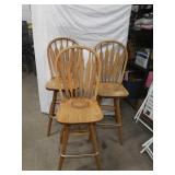 Set of wooden bar stools
