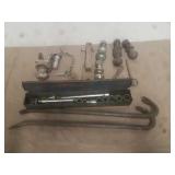 Miscellaneous tools crowbars and hitch balls