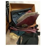 Group of leather fabric pieces