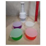 Food chopper with chopper container cups and lids