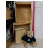 Marshall Fields teddy bear with tags and wood