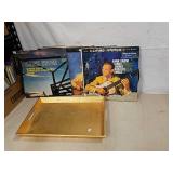 Group of 33 RPM albums and serving tray