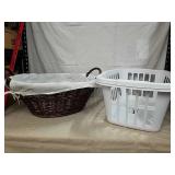 2 Laundry baskets and wicker basket
