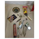 Group of vintage items includes glass hanging