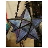 Hanging stained glass star lamp with long chain