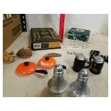Group of collectible salt pepper shakers, storage