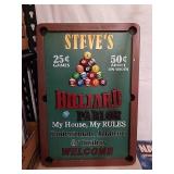 Billiard sign 19 x 13