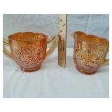Pair of Carnival Glass cream and sugar dishes Pair of Carnival Glass cream and sugar dishes