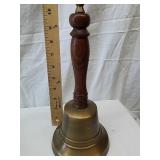 Large brass bell with wood handle Large brass bell with wood handle