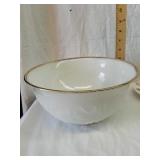 Large white glass bowl with golden rim Large white glass bowl with golden rim