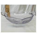 Light purple glass bowl with floral design Light purple glass bowl with floral design