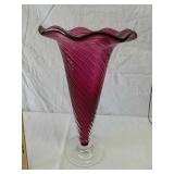 12 in tall dark pink glass vase 12 in tall dark pink glass vase