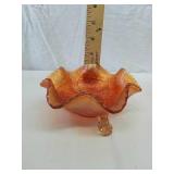 Carnival Glass three-footed dish Carnival Glass three-footed dish