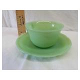Vintage jade green color teacup and saucer Vintage jade green color teacup and saucer