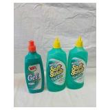 Three cleaning gel bottles all not full Three cleaning gel bottles all not full
