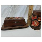 Vintage ceramic flower design butter dish and Vintage ceramic flower design butter dish and