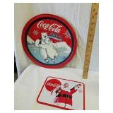 Metal Coca-Cola round tray with Coca-Cola trivet Metal Coca-Cola round tray with Coca-Cola trivet