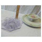 Light purple glass dish with royal Rudolstadt Light purple glass dish with royal Rudolstadt