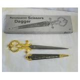 New Renaissance scissors dagger with sheath New Renaissance scissors dagger with sheath