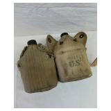 Two vintage military canteens one is marked 1945 Two vintage military canteens one is marked 1945
