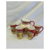 HD Designs rooster design drink pitcher with four HD Designs rooster design drink pitcher with four