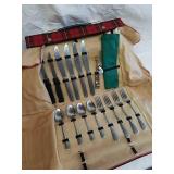 Set of picnic utensils with two Ginsu knives Set of picnic utensils with two Ginsu knives