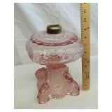 Vintage pink glass oil lamp base Vintage pink glass oil lamp base