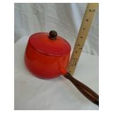 Vintage enamel pot with wood handle Vintage enamel pot with wood handle