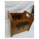 Wood magazine rack with Bear design 11 X 13x 12 Wood magazine rack with Bear design 11 X 13x 12