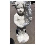 Child and fish garden statue 16 inches tall Child and fish garden statue 16 inches tall