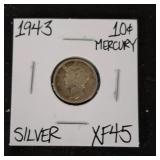 1943 XF45 SILVER MURCURY DIME