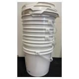 Five 3 gallon. Buckets with lids.