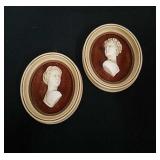 Two vintage 6-in oval Cameo framed decor