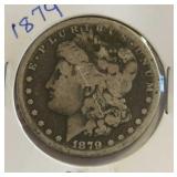 1879 Morgan silver dollar