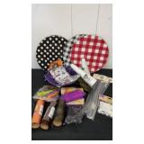 Miscellaneous platters with Halloween decor