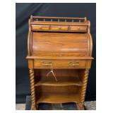 Vintage ladies lighted rolltop desk, great shape,