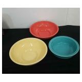 Two 9.5" vintage Fiesta bowls and a newer 8.25"